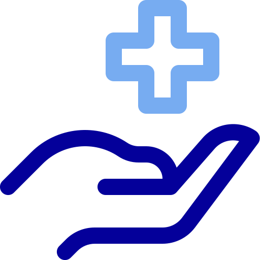 Icono de mano cuidando una cruz médica